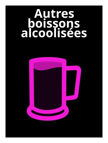 Carte des bières, vins, alcools et shots