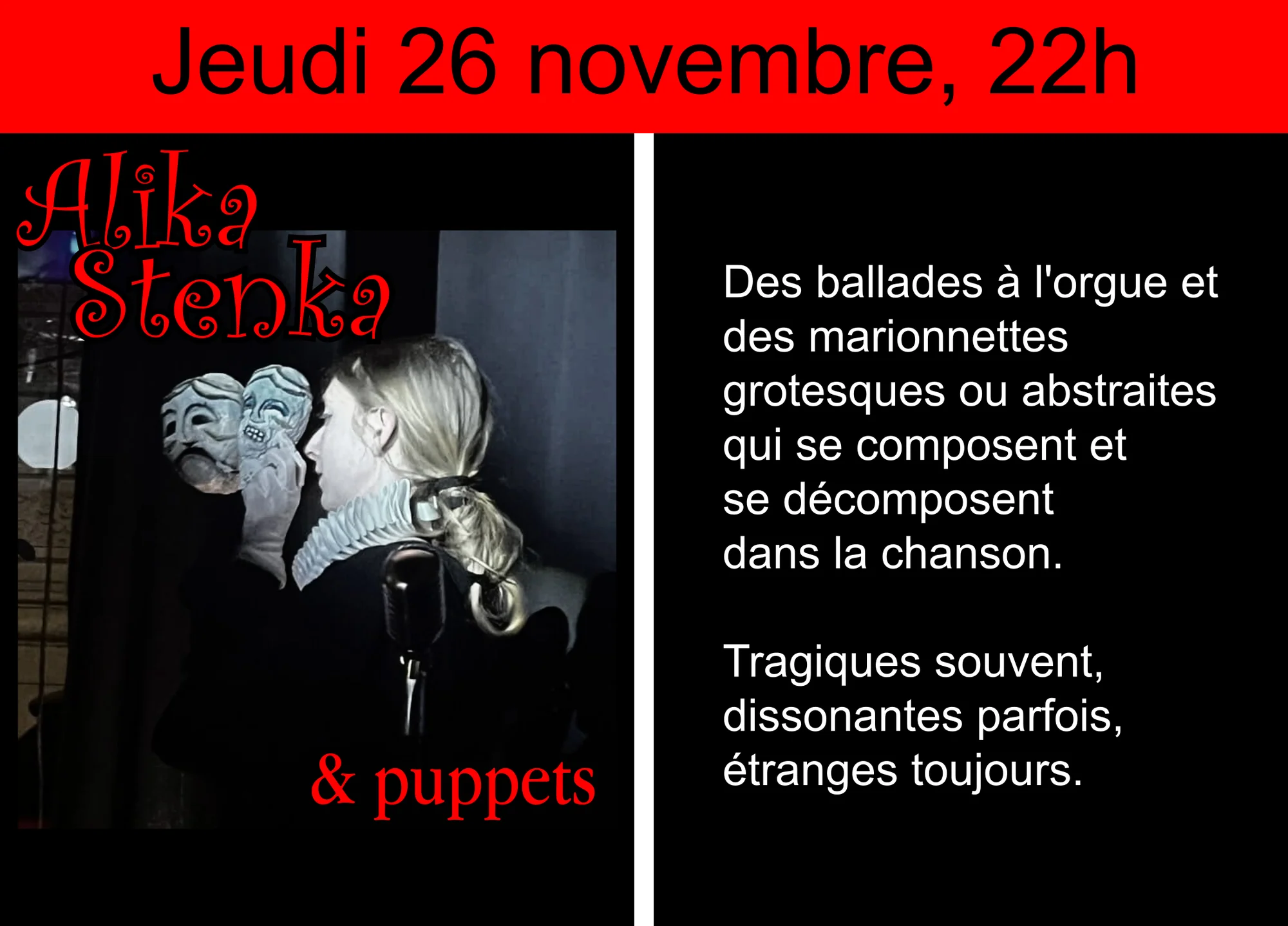 Présentation d’Alika Stenka, jeudi 26 novembre à 22h