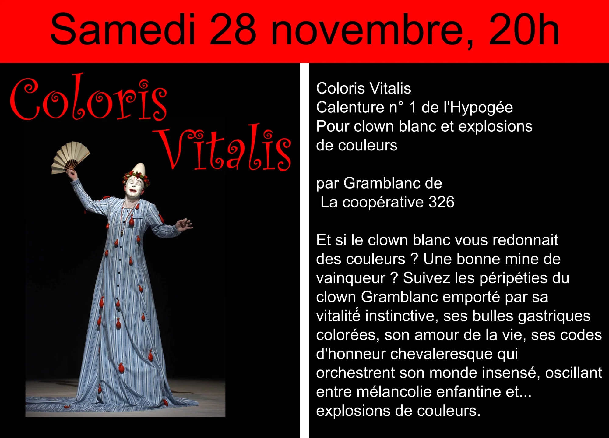 Présentation de « Coloris Vitalis », samedi 28 novembre à 20h